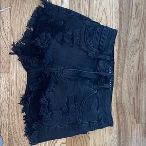 black jean shorts